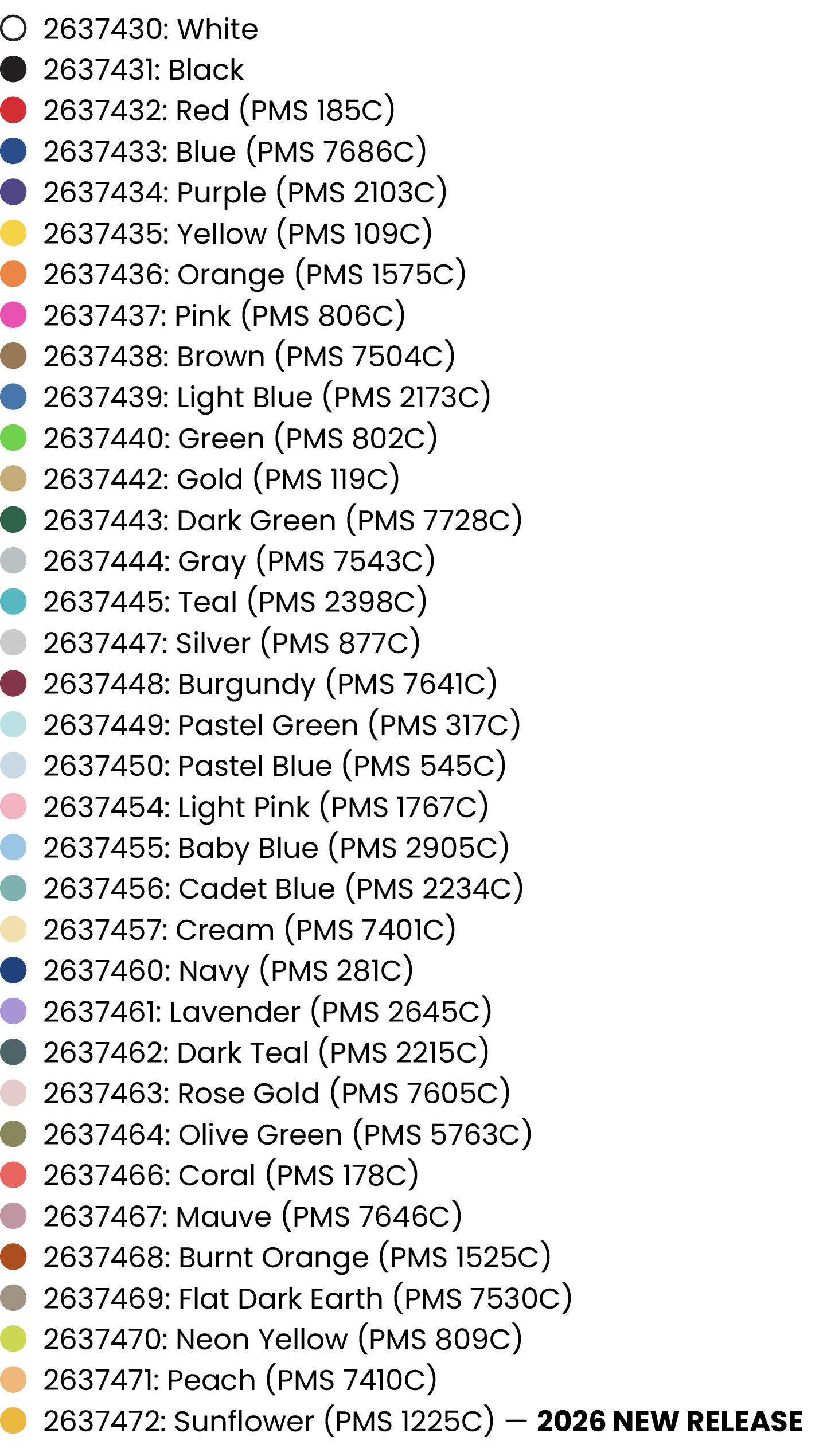 Color options for product